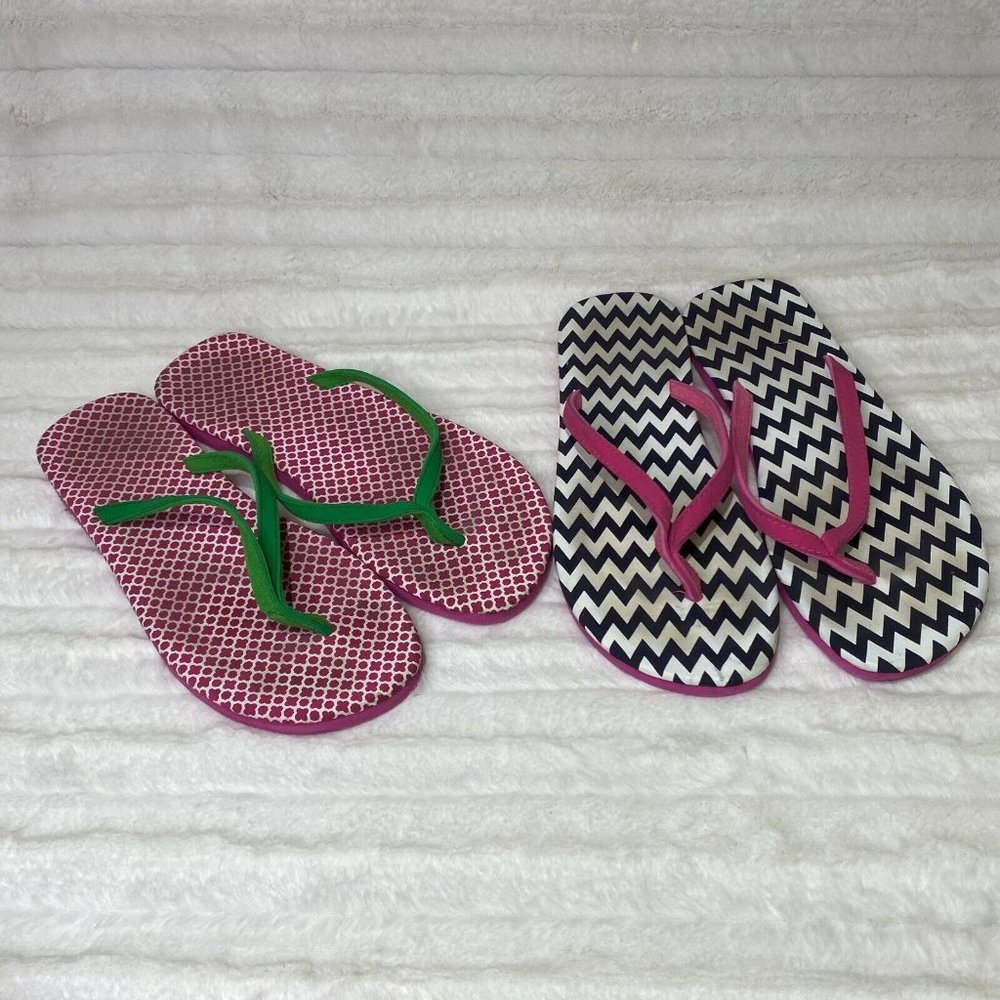 Lot of 2 Skidders Cloth Lightweight Flip Flops Shoe Women Size 7 -‎ 8